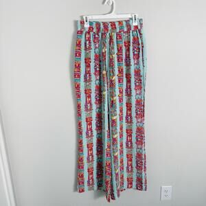 Emily McCarthy Womens Palazzo Slumber Pants In Iconic Iris Silk Blend Size Small